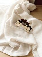 Oversized Brown & Cream Polka Dot Claw Clip