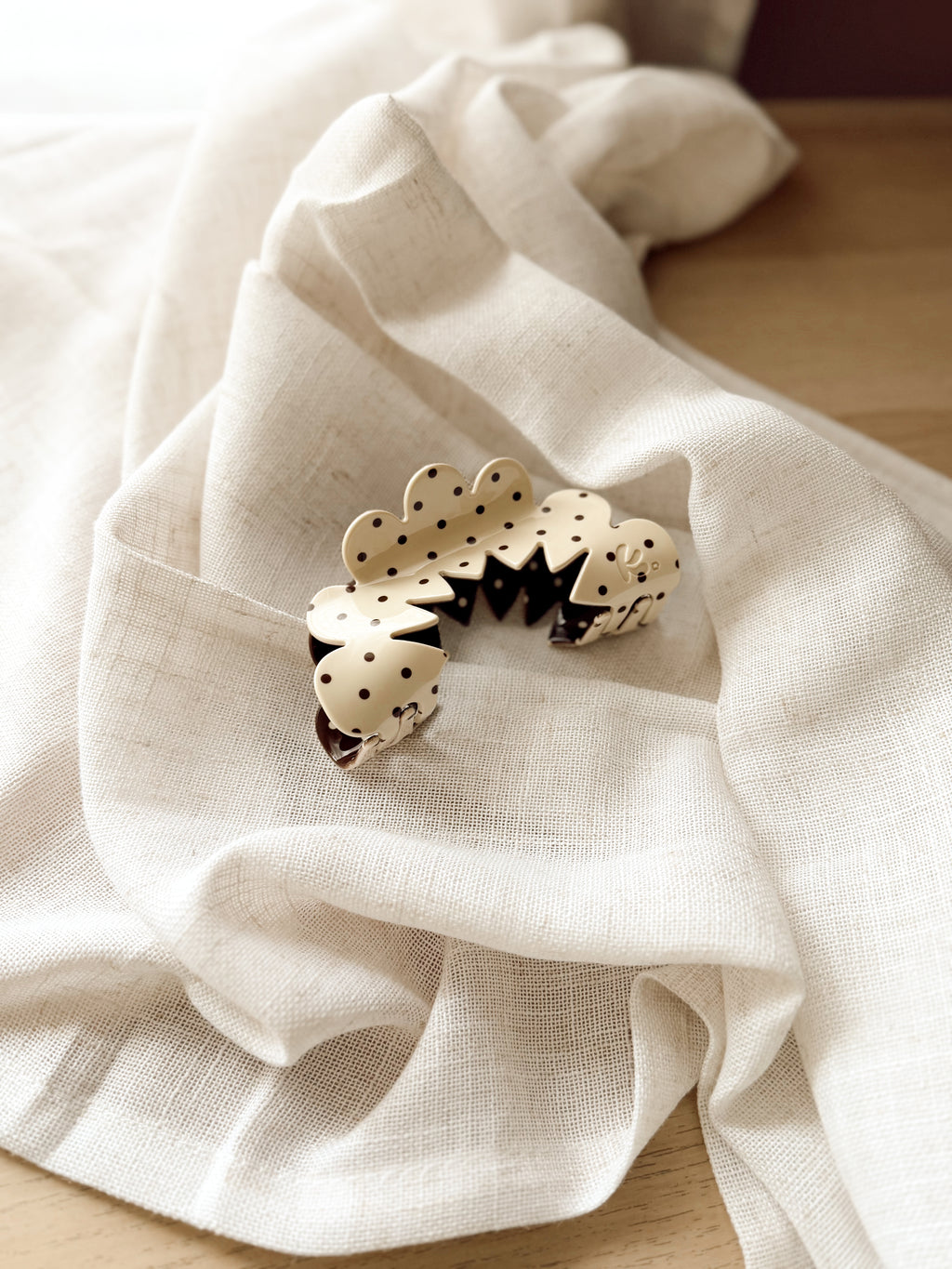 Oversized Brown & Cream Polka Dot Claw Clip