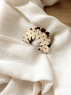 Mini Brown & Cream Polka Dot Claw Clip