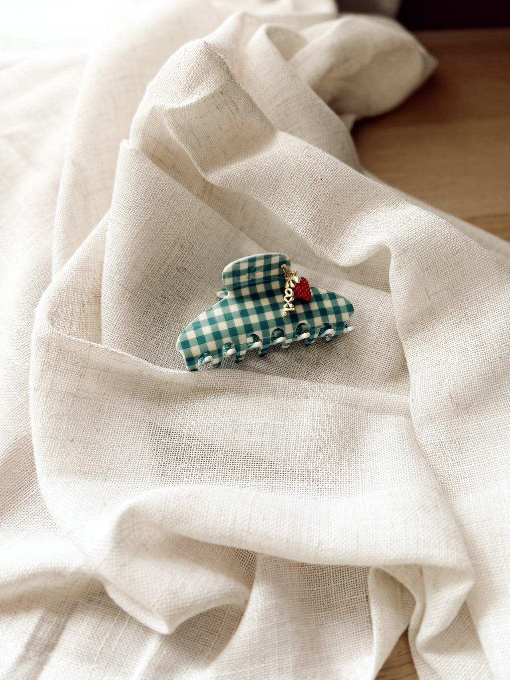 Mini Blue Gingham Claw Clip