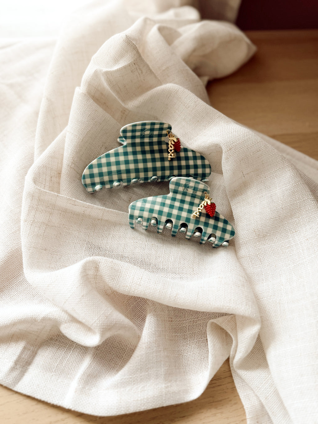 Oversized Blue Gingham Claw Clip