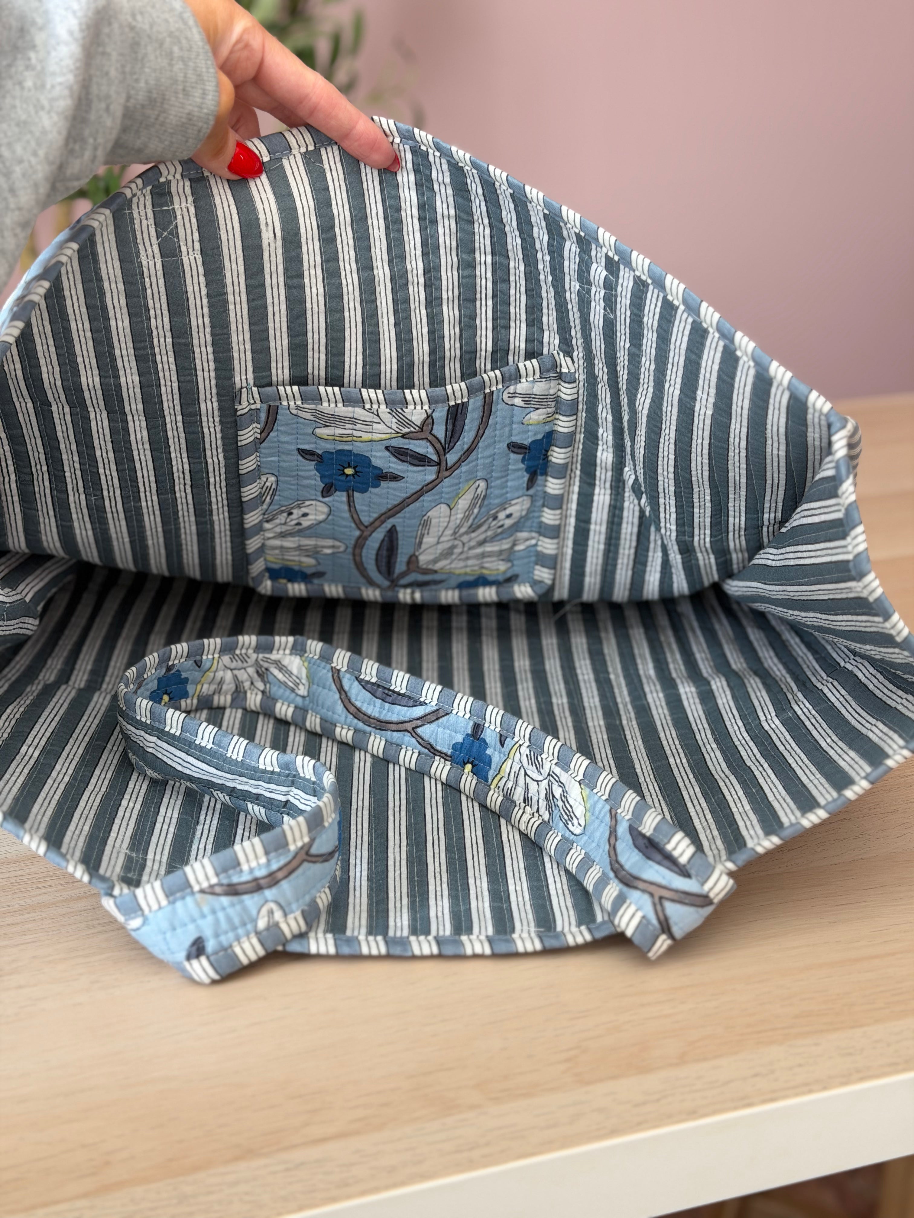 Blue Floral Quilted Bag