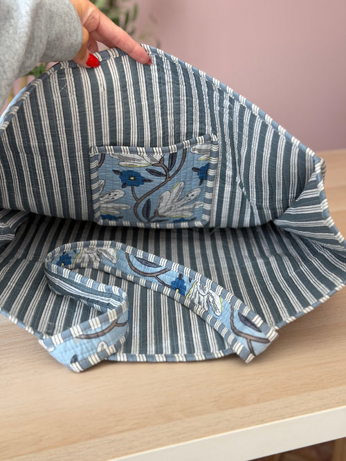 Blue Floral Quilted Bag