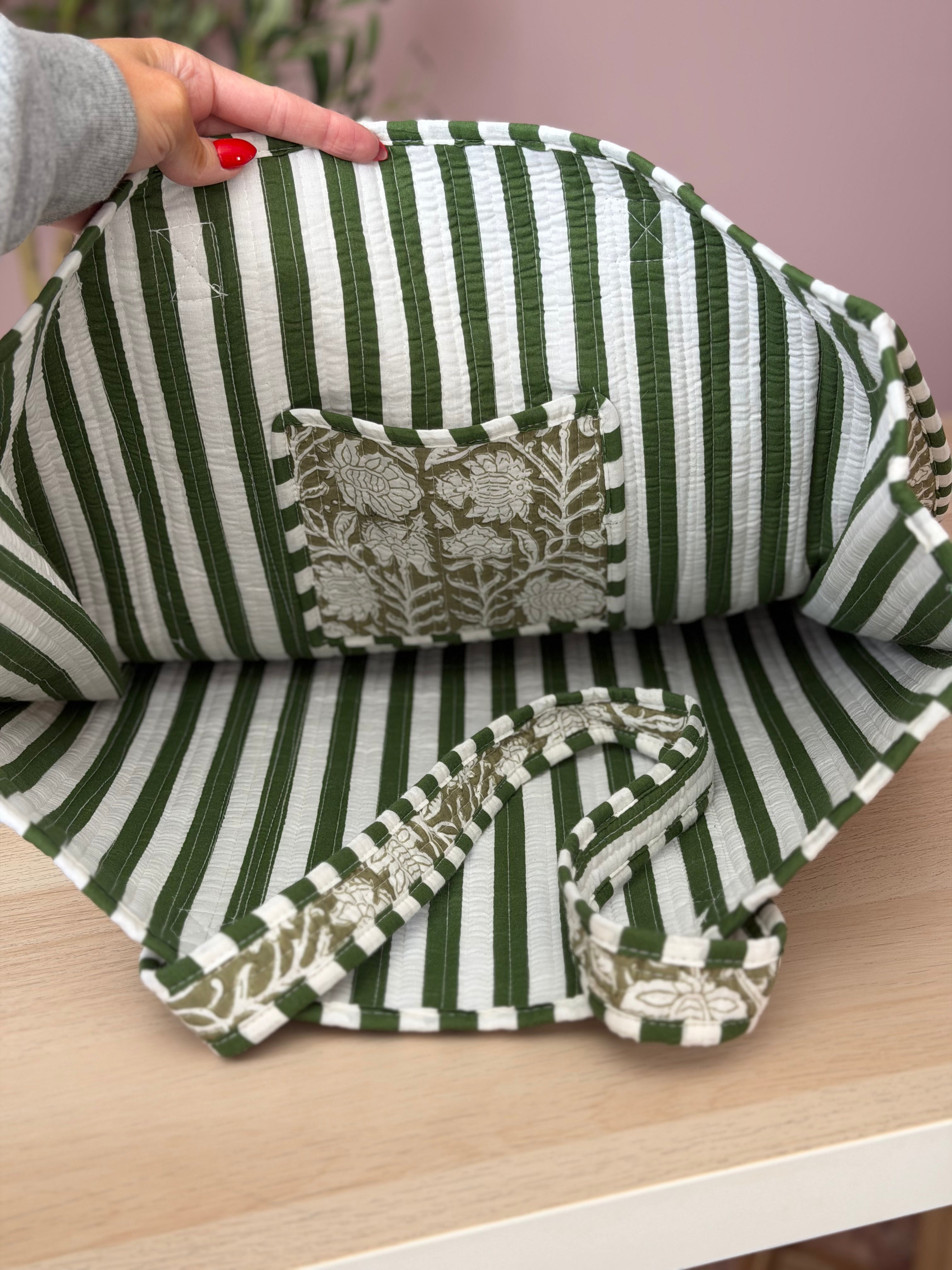 Green Floral Quilted Bag