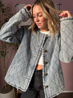 Rose Lined Denim Quilted Jacket