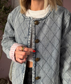 Rose Lined Denim Quilted Jacket