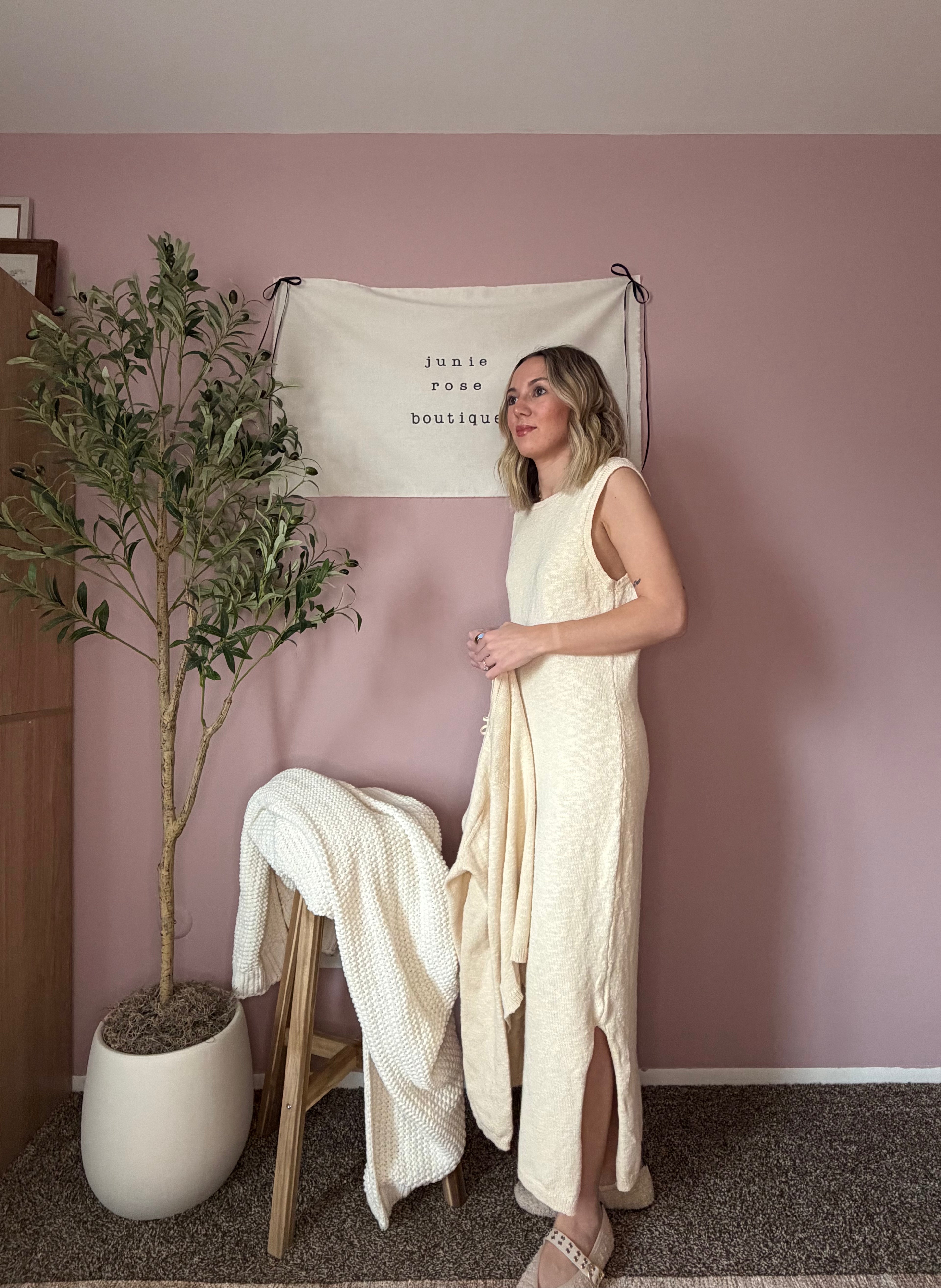Sandstone Cardi and Dress Set