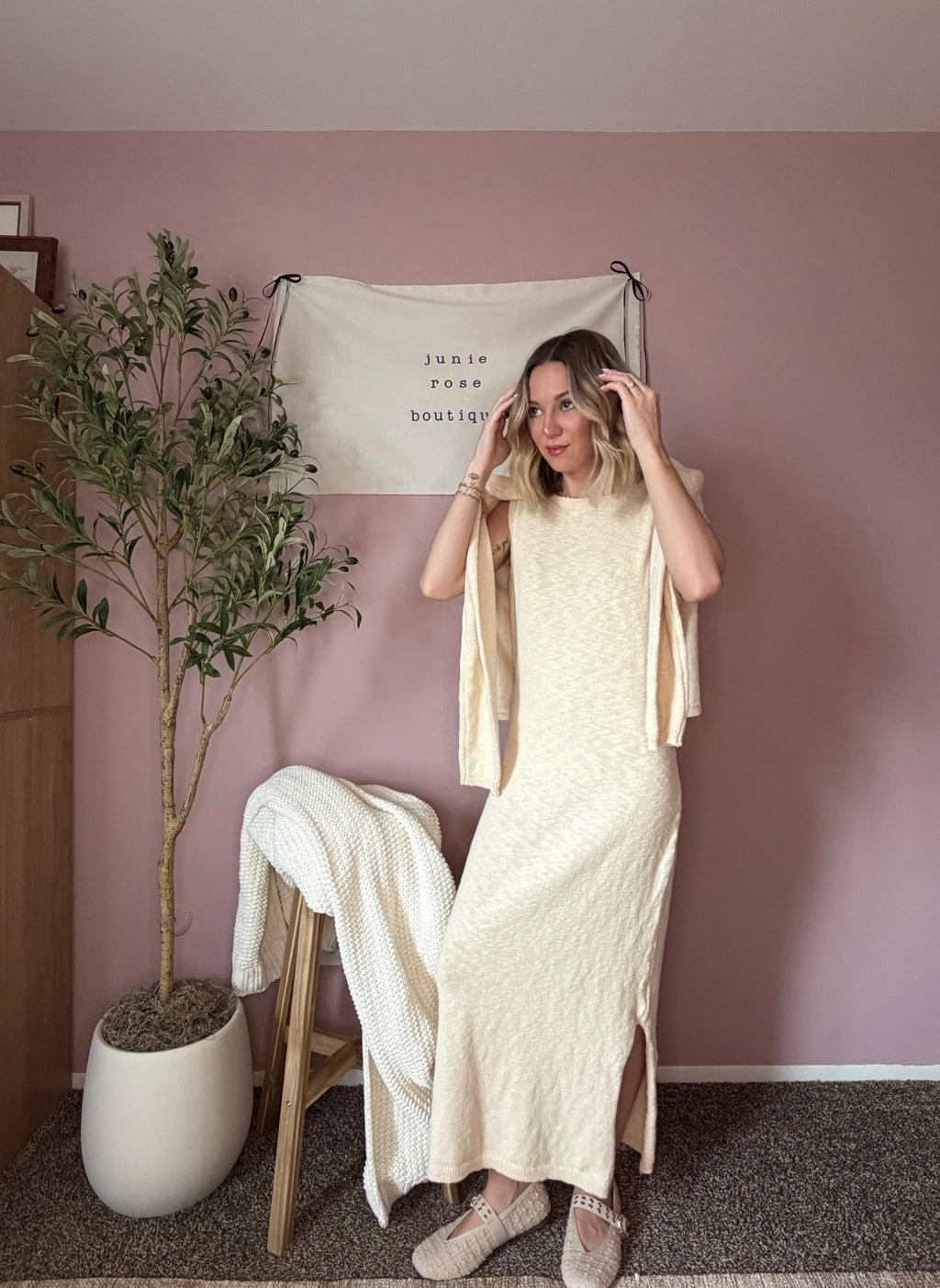 Sandstone Cardi and Dress Set
