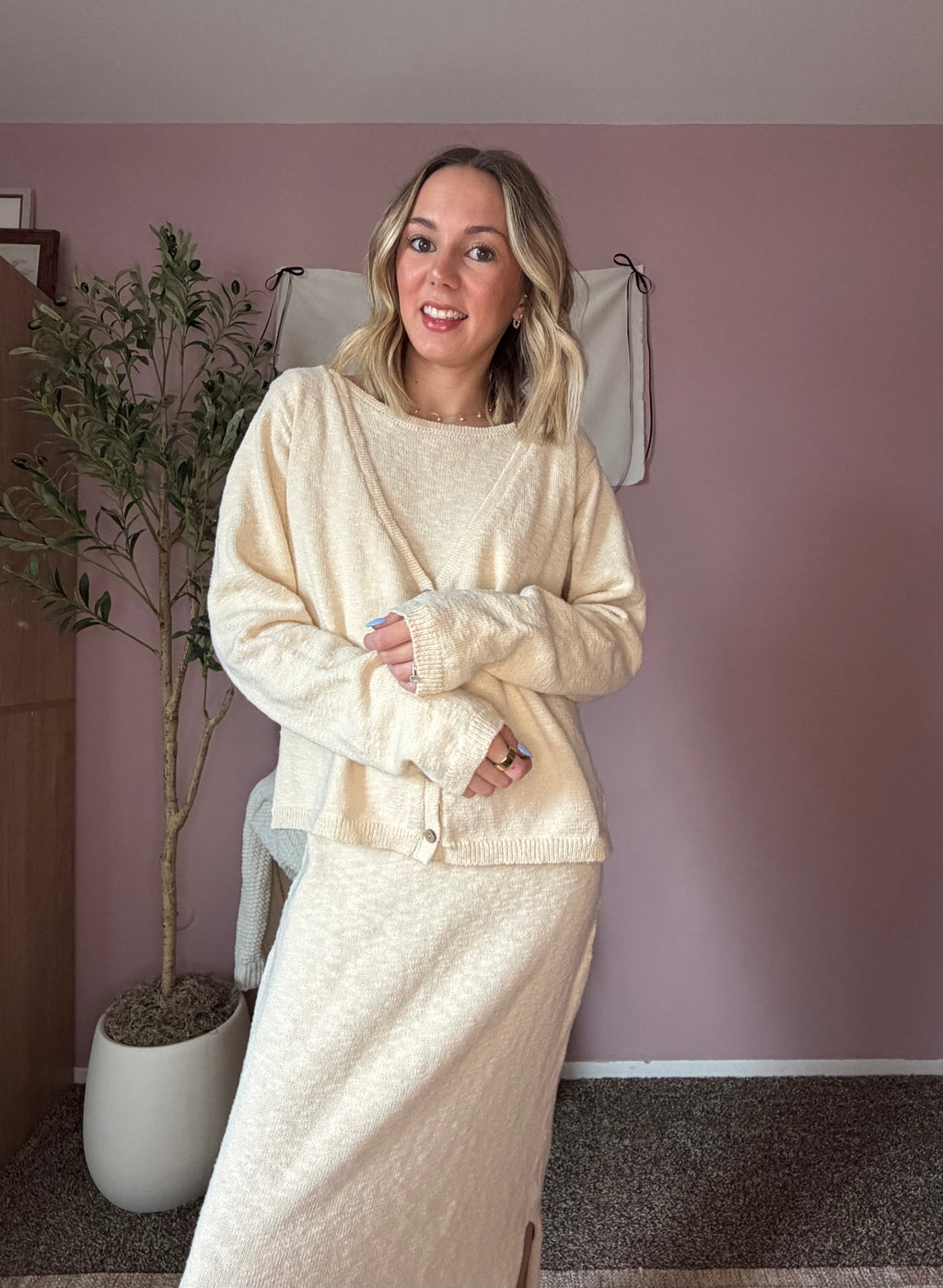 Sandstone Cardi and Dress Set