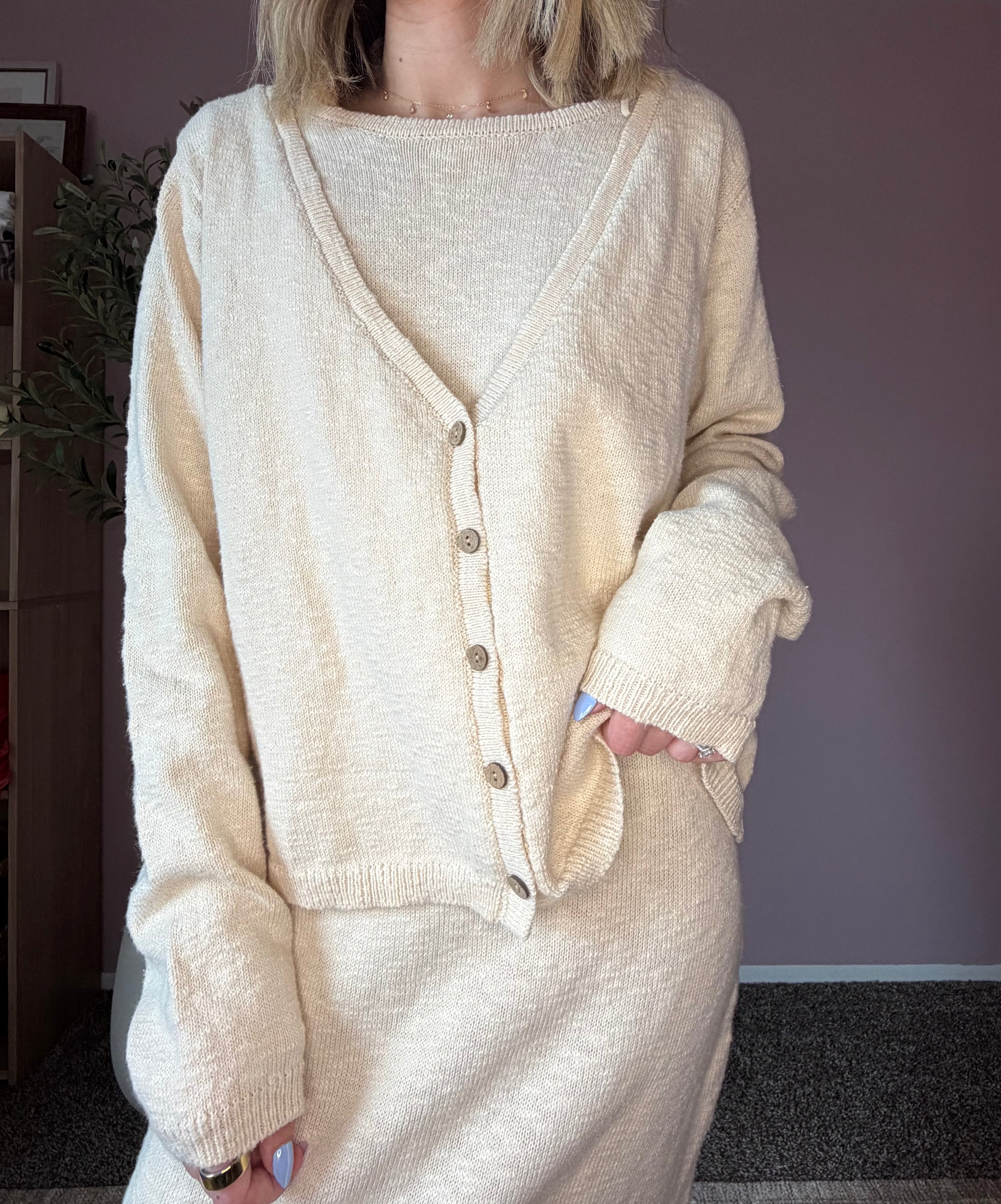 Sandstone Cardi and Dress Set