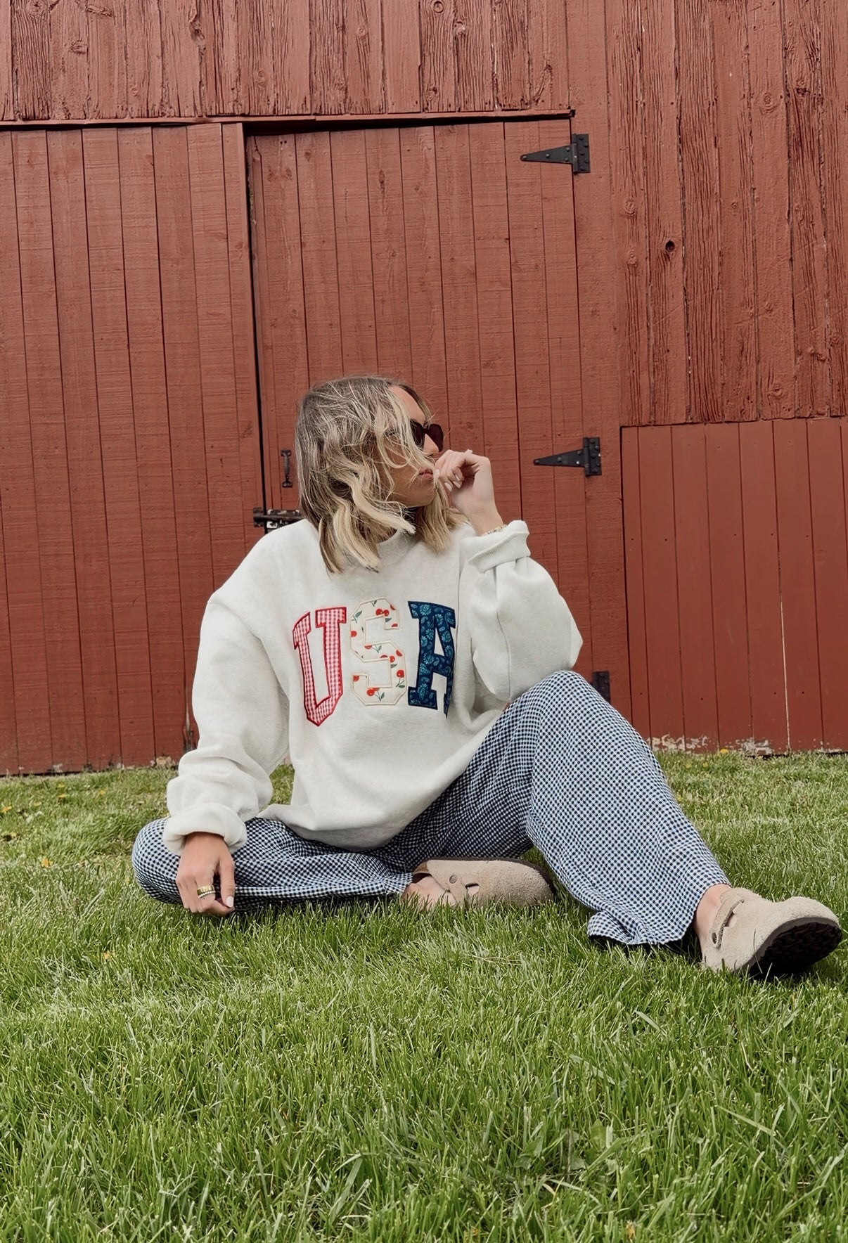 USA Patchwork Mockneck